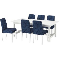 Обеденный набор Ikea Nordviken/Bergmund/Kvillsfors 210/289см 1+6 (Белый/Темно-синий) Thumb