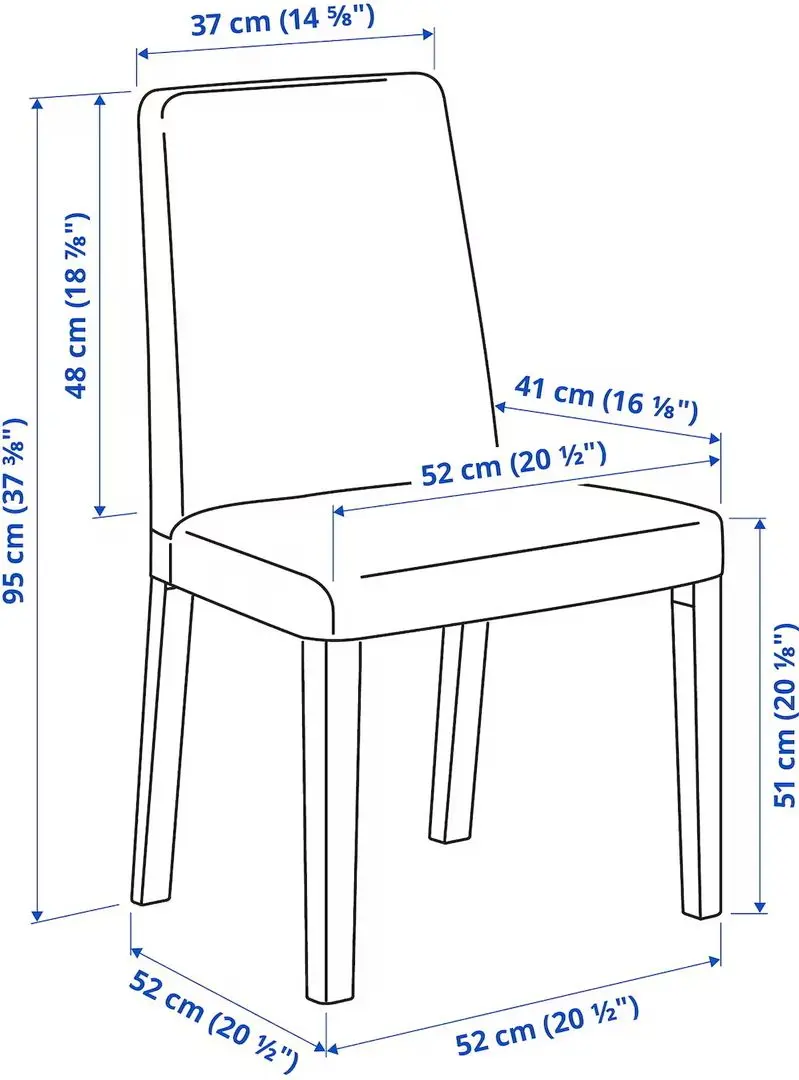 Обеденный набор Ikea Nordviken/Bergmund/Kvillsfors 210/289см 1+6 (Белый/Темно-синий) - 6