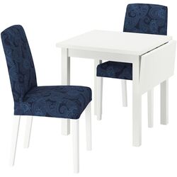 Set masa scaune Ikea Nordviken/Bergmund/Kvillsfors 74/104cm 1+2 (Alb/Albastru) Thumb