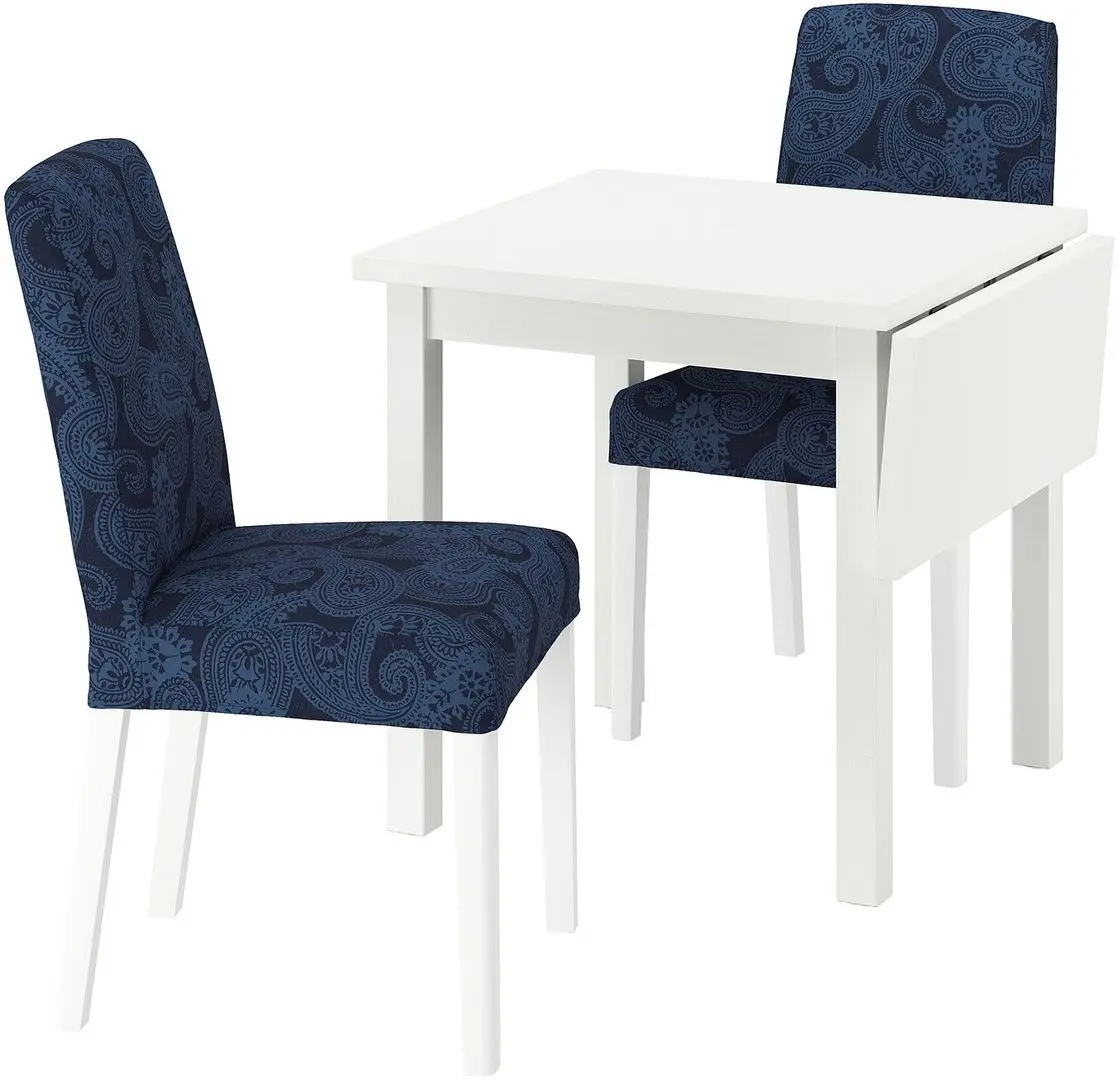 Set masa scaune Ikea Nordviken/Bergmund/Kvillsfors 74/104cm 1+2 (Alb/Albastru) - 2