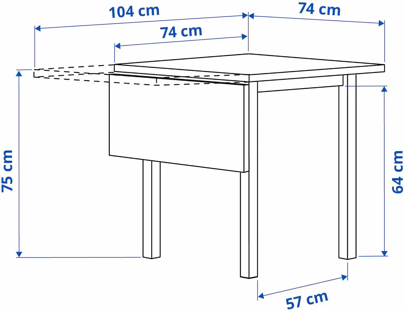 Set masa scaune Ikea Nordviken/Bergmund/Kvillsfors 74/104cm 1+2 (Alb/Albastru) - 5