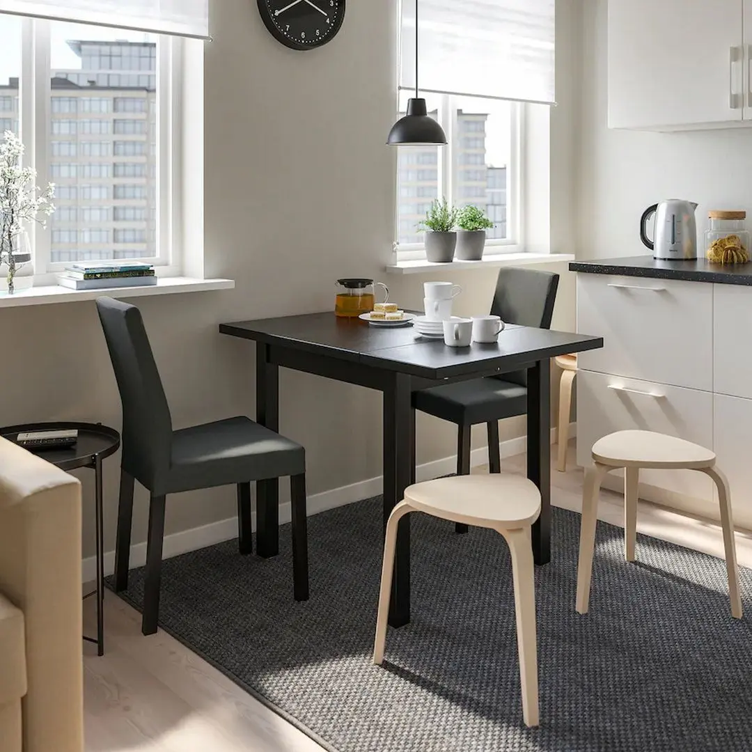 Обеденный набор Ikea Nordviken/Kattil/Knisa 74/104x74см 1+2 (Черный/Темно-серый)