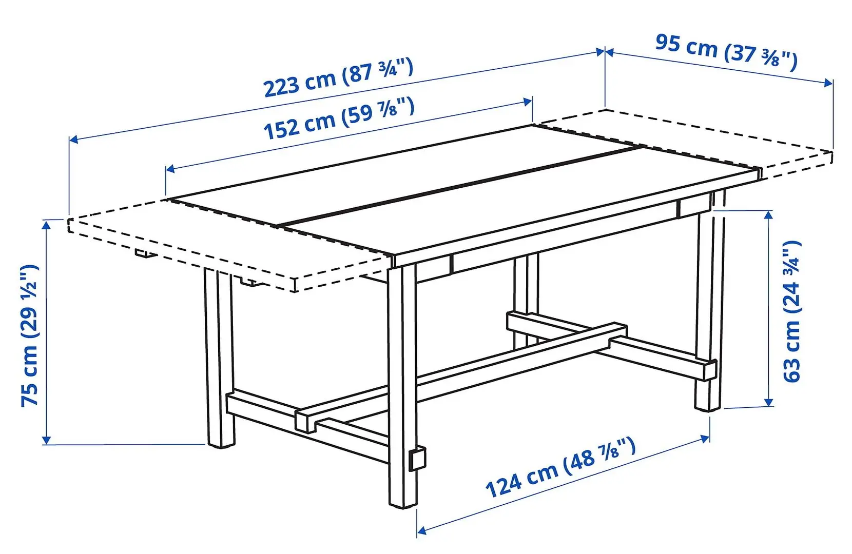 Set de sufragerie Ikea Nordviken 152/223x95cm 1+4 (Aspect antichizat)