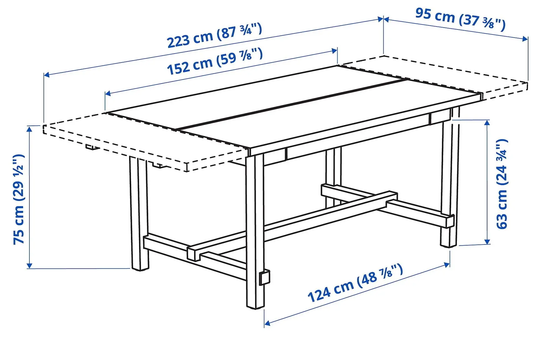 Set masa scaune Ikea Nordviken 152/223x95cm 1+6 (Aspect antichizat)