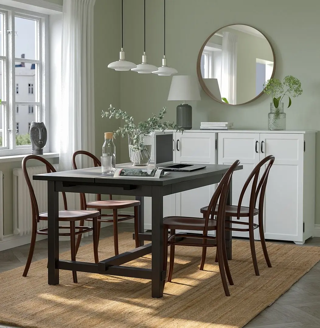 Set de sufragerie Ikea Nordviken/Skogsbo 152/223cm 1+4 (Negru/Maro inchis)