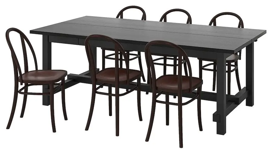 Set de sufragerie Ikea Nordviken/Skogsbo 210/289cm 1+6 (Negru/Maro inchis)