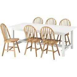 Обеденный набор Ikea Nordviken/Skogsta 210/289см 1+6 (Белый/Акация) Thumb