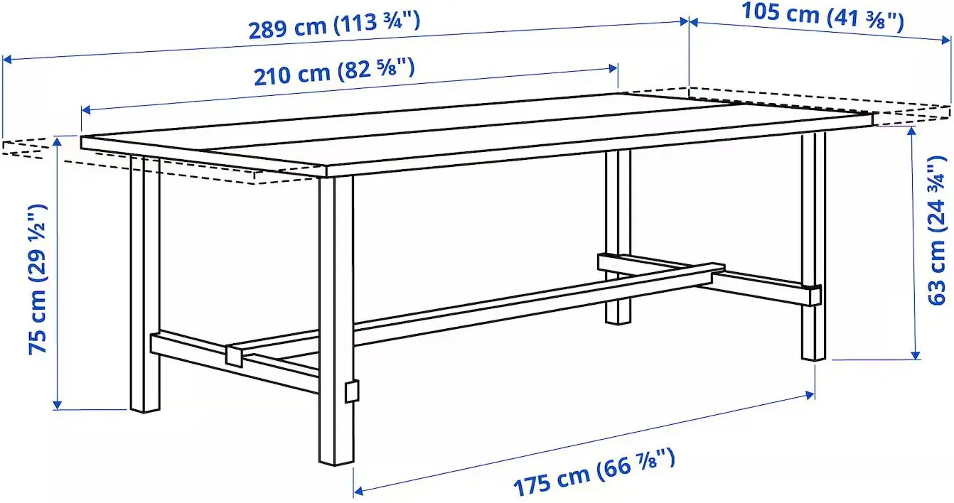 Обеденный набор Ikea Nordviken/Skogsta 210/289см 1+6 (Белый/Акация)