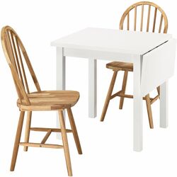 Set masa scaune Ikea Nordviken/Skogsta 74/104cm 1+2 (Alb/Acacia) Thumb