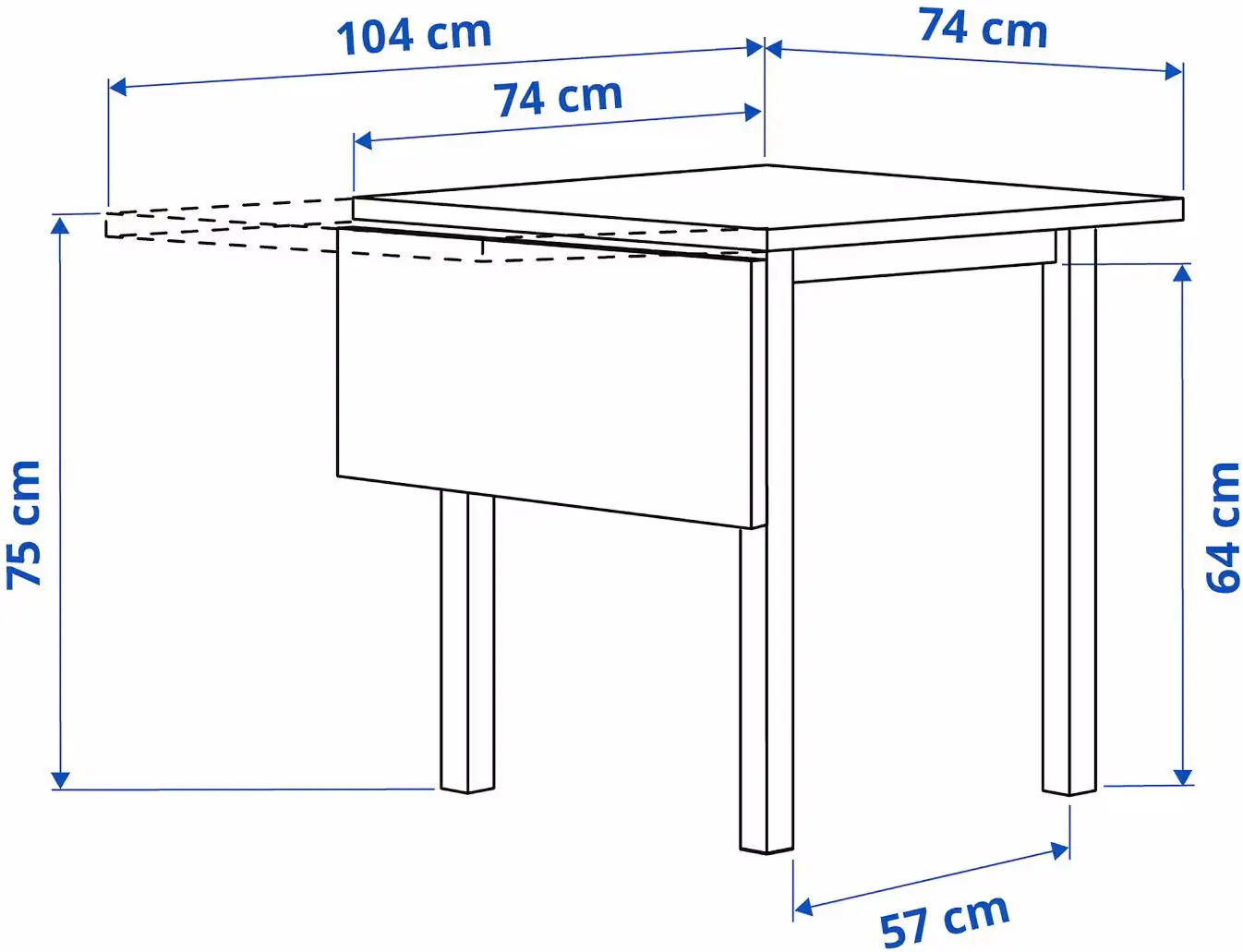 Set masa scaune Ikea Nordviken/Skogsta 74/104cm 1+2 (Alb/Acacia)