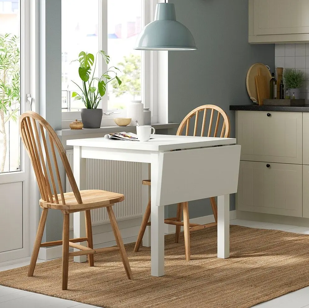 Set masa scaune Ikea Nordviken/Skogsta 74/104cm 1+2 (Alb/Acacia)