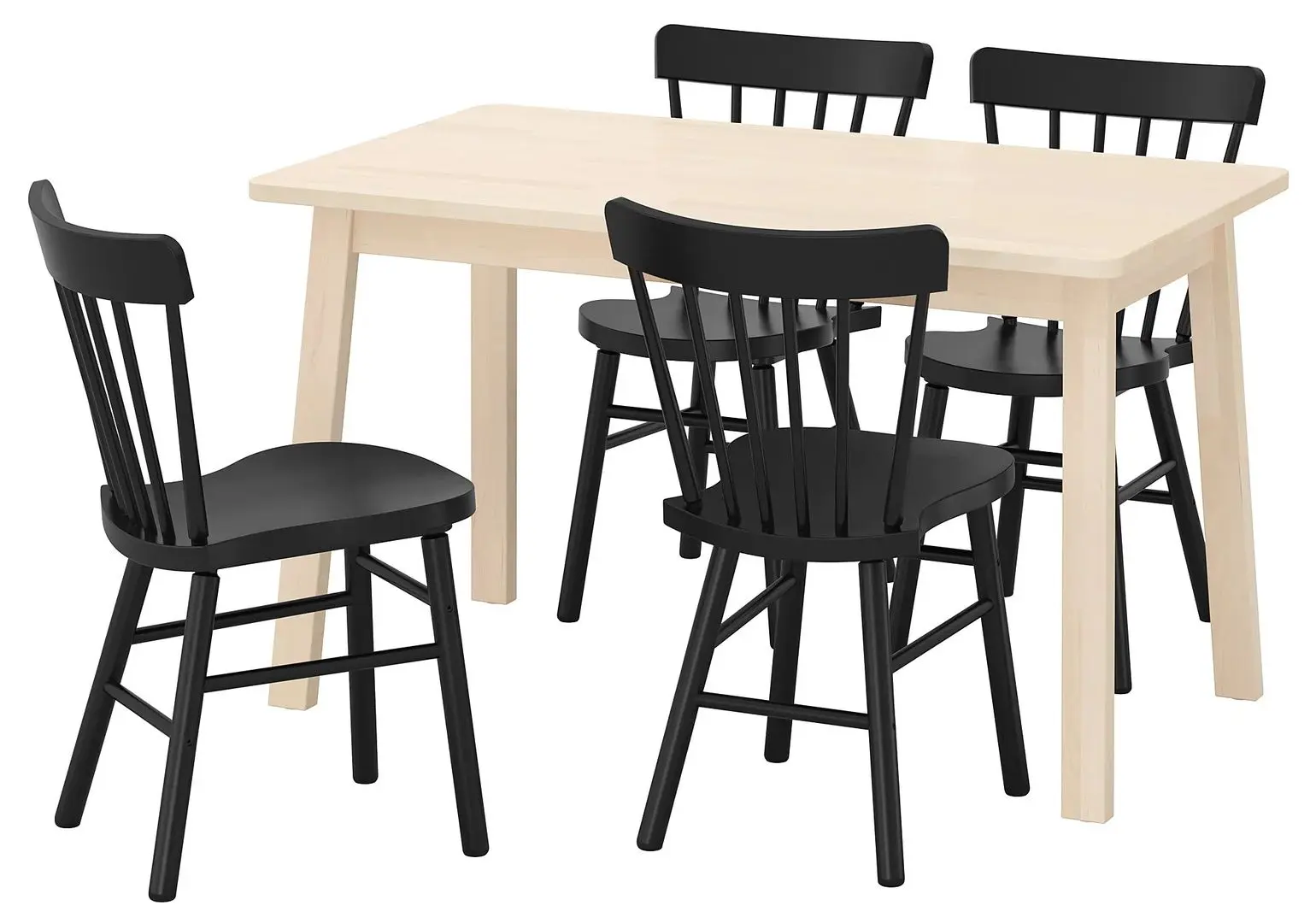 Set masa scaune Ikea Norraker/Norraryd 125x74 Mesteacan/Negru (1+4)