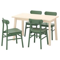 Set masa scaune Ikea Norraker/Ronninge 125x74 Mesteacan/Verde (1+4) Thumb