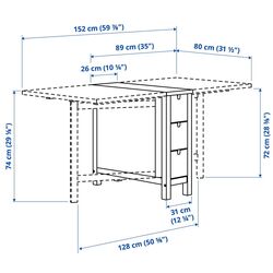 Обеденный набор Ikea Norraker/Ronninge 26x89x152 Береза/Береза (1+2) Thumb