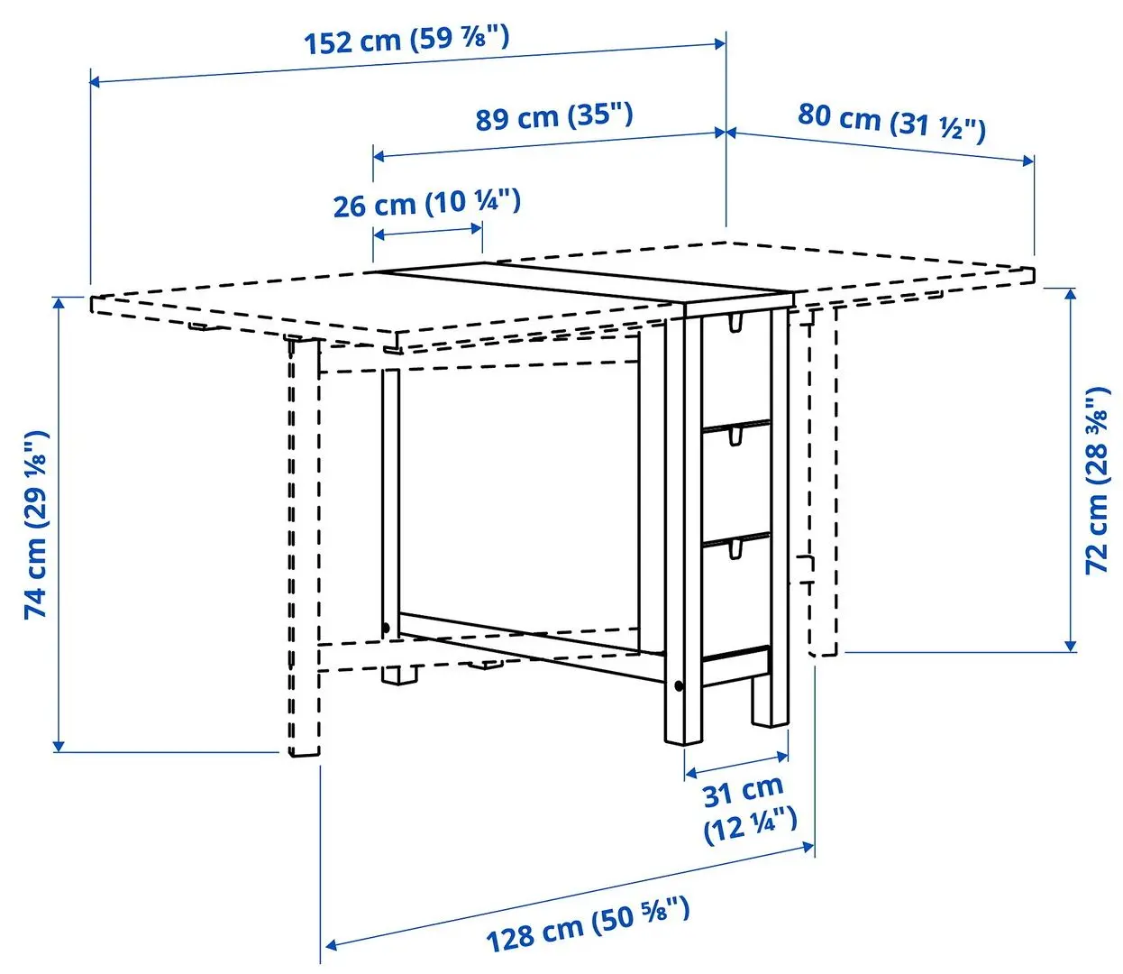 Обеденный набор Ikea Norraker/Ronninge 26x89x152 Береза/Береза (1+2) - 8
