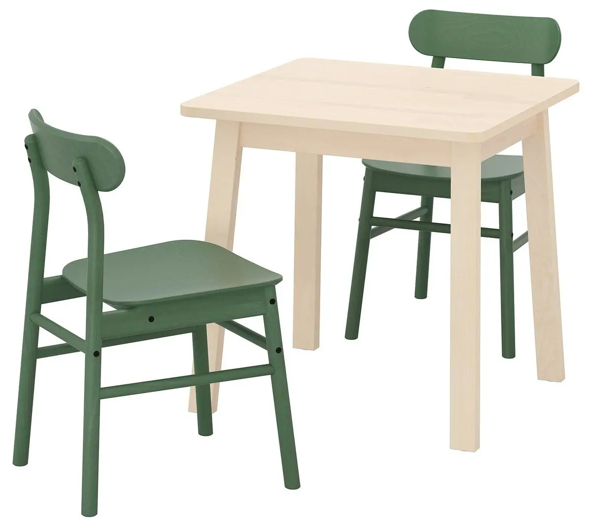 Set masa scaune Ikea Norraker/Ronninge 74x74 Mesteacan/Verde (1+2)