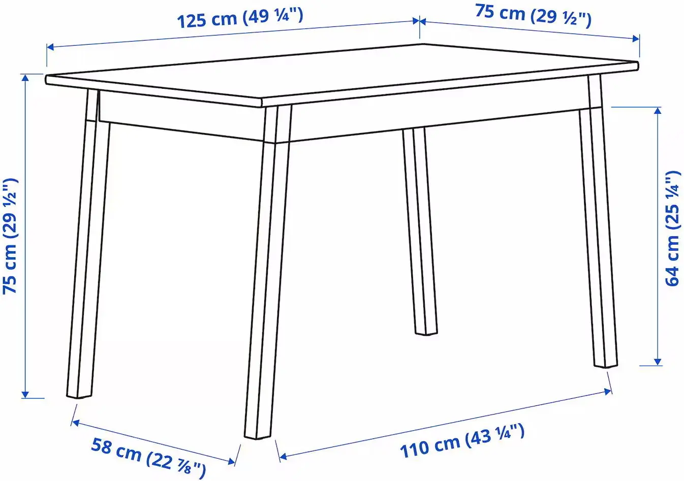 Set masa scaune Ikea Pinntorp 125cm 1+4 (Maro deschis /Alb)