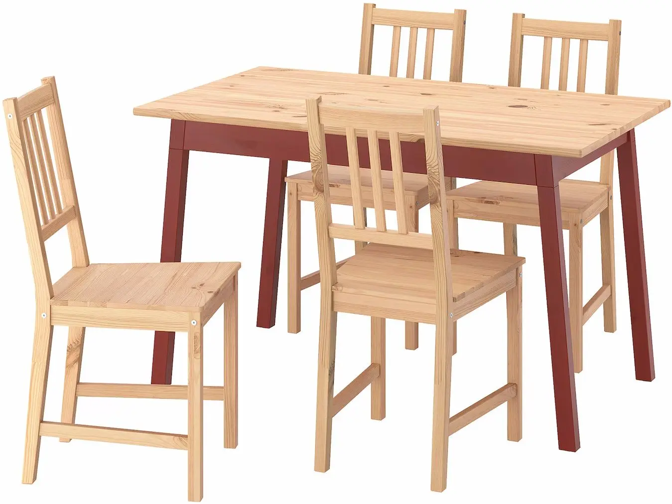 Set masa scaune Ikea Pinntorp 125cm 1+4 (Maro deschis/Rosu)