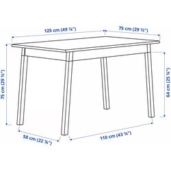 Set masa scaune Ikea Pinntorp 125cm 1+4 (Maro deschis/Rosu) Thumb