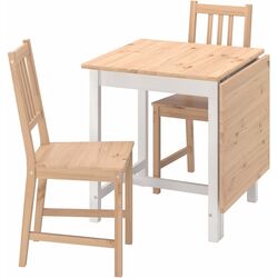 Обеденный набор Ikea Pinntorp 67/124см 1+2 (Светло-коричневый/Белый) Thumb