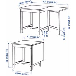 Обеденный набор Ikea Pinntorp 67/124см 1+2 (Светло-коричневый/Белый) Thumb