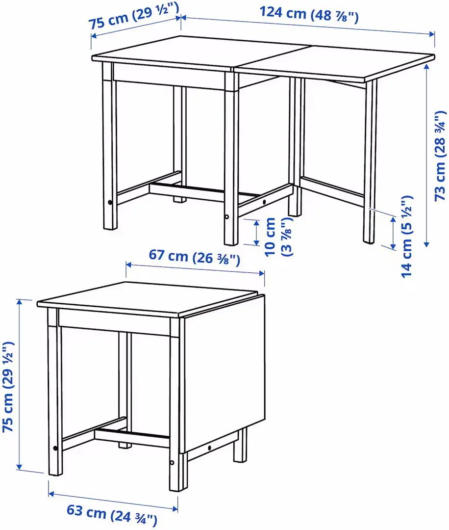 Обеденный набор Ikea Pinntorp 67/124см 1+2 (Светло-коричневый/Белый)