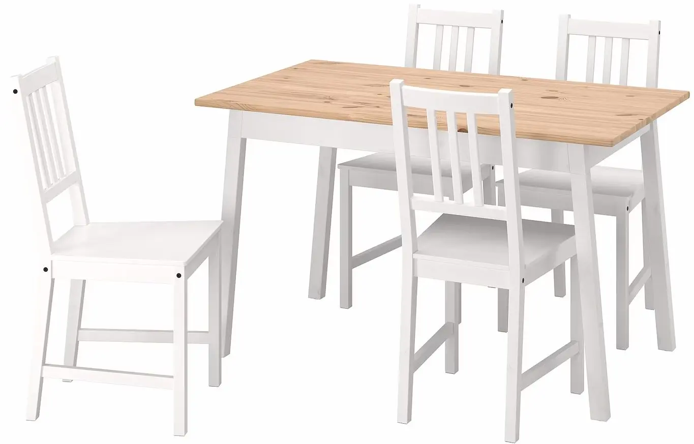 Set de sufragerie Ikea Pinntorp/Stefan 125cm 1+4 (Maro deschis/Alb)