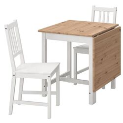 Set de sufragerie Ikea Pinntorp/Stefan 67/124cm 1+2 (Maro deschis/Alb) Thumb