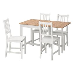Set de sufragerie Ikea Pinntorp/Stefan 67/124cm 1+4 (Maro deschis/Alb) Thumb