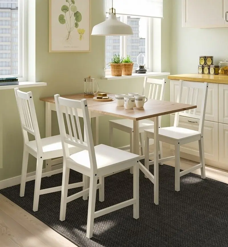 Set de sufragerie Ikea Pinntorp/Stefan 67/124cm 1+4 (Maro deschis/Alb)