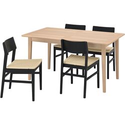 Обеденный набор Ikea Skansnas 150/205см 1+4 (Бук светлый/Бук черный) Thumb
