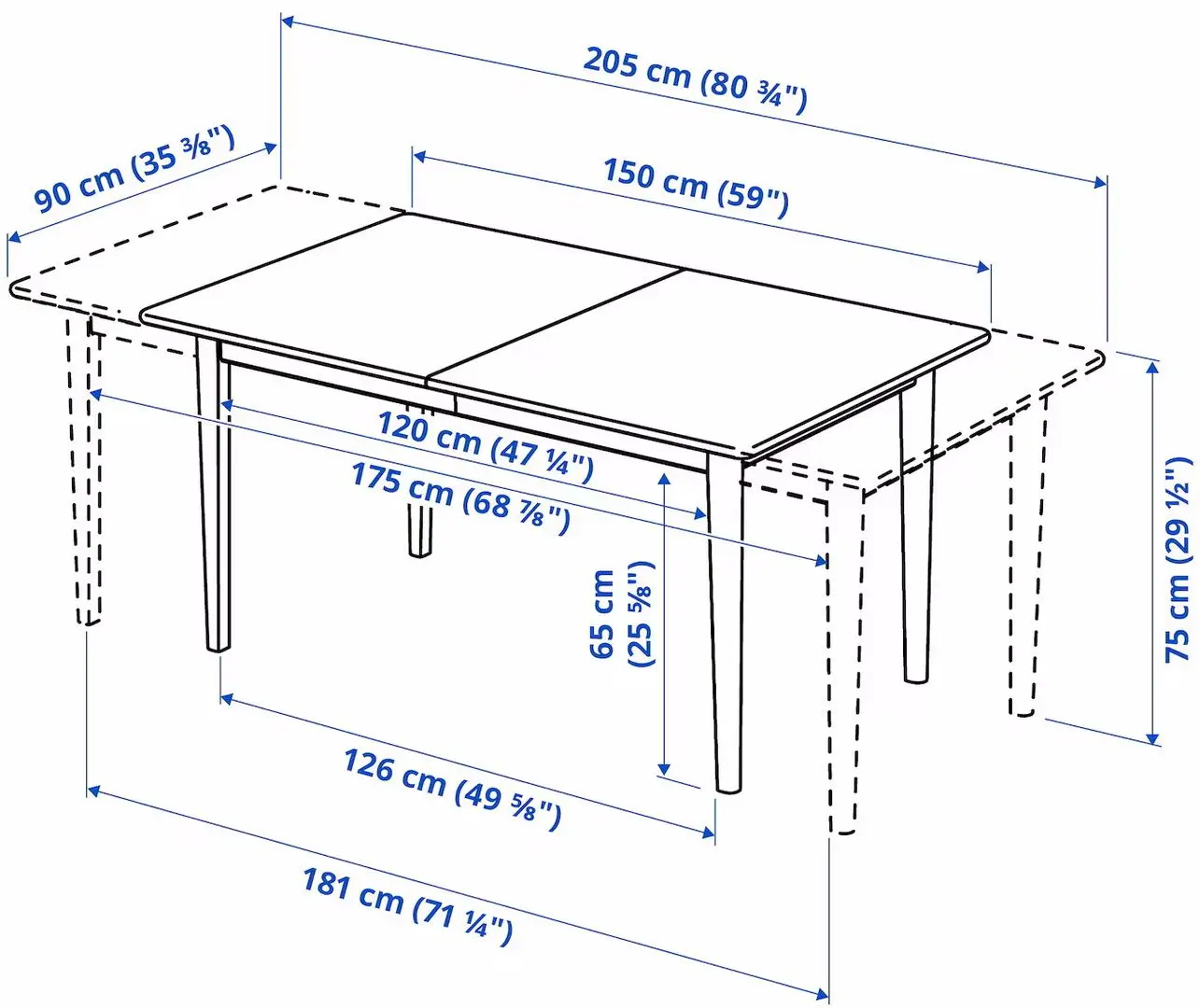 Set masa scaune Ikea Skansnas 150/205cm 1+4 (Furnir fag deshis/Fag deshis)