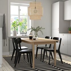 Set masa scaune Ikea Skansnas/Lisabo 150/205cm 1+4 (Fag deschis/Negru)