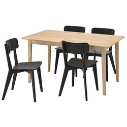 Обеденный набор Ikea Skansnas/Lisabo 150/205см 1+4 (Бук светлый/Черный) Thumb