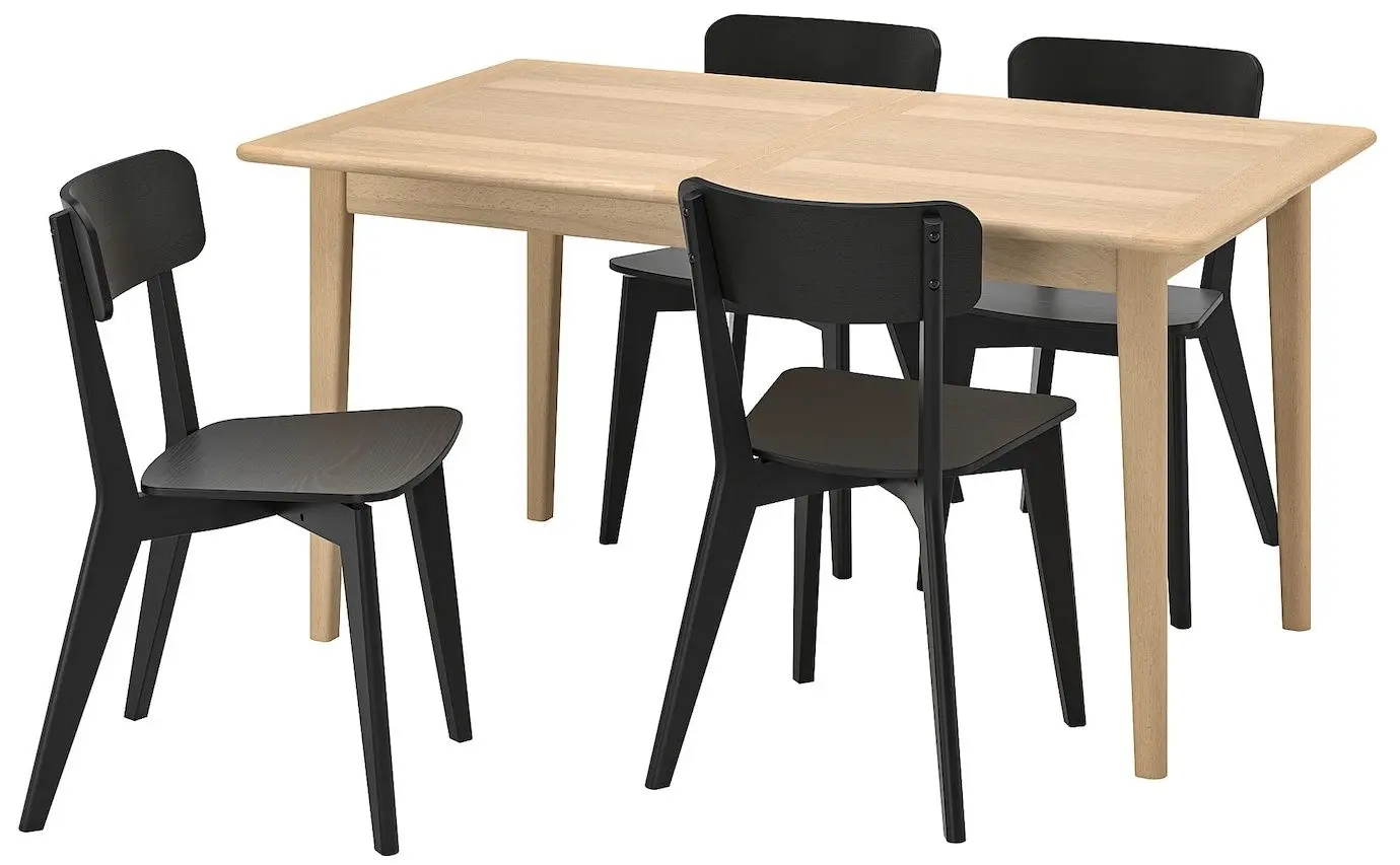 Обеденный набор Ikea Skansnas/Lisabo 150/205см 1+4 (Бук светлый/Черный)