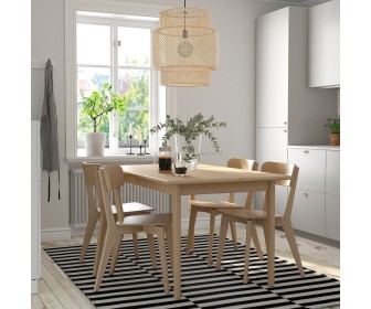 Set masa scaune Ikea Skansnas/Lisabo 150/205cm 1+4 (Furnir fag deschis/Frasin)