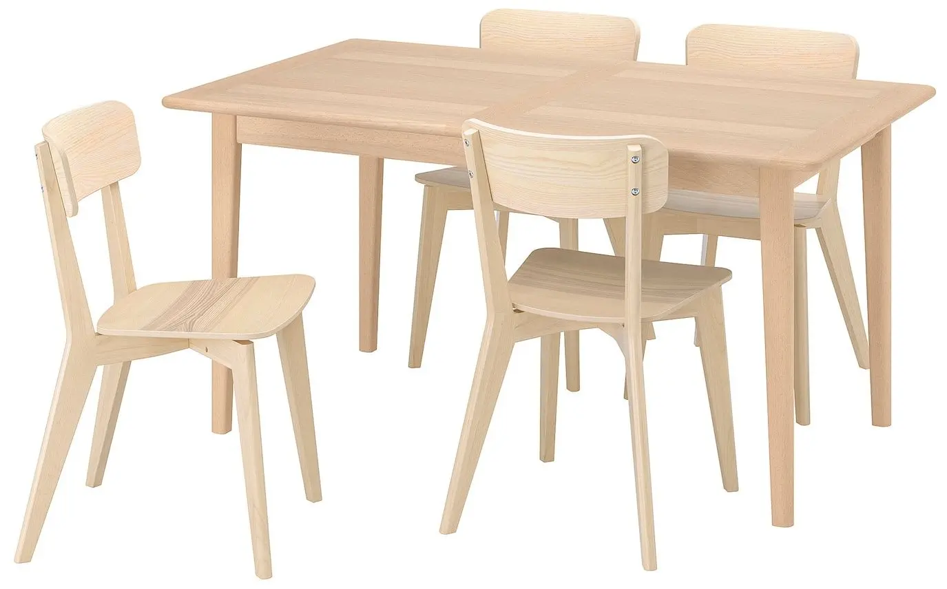Обеденный набор Ikea Skansnas/Lisabo 150/205см 1+4 (Шпон светлого бука/Ясень)
