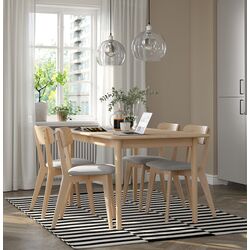 Set masa scaune Ikea Skansnas/Tallmyra/Lisabo 150/205cm 1+4 (Fag deschis/Frasin/Gri)