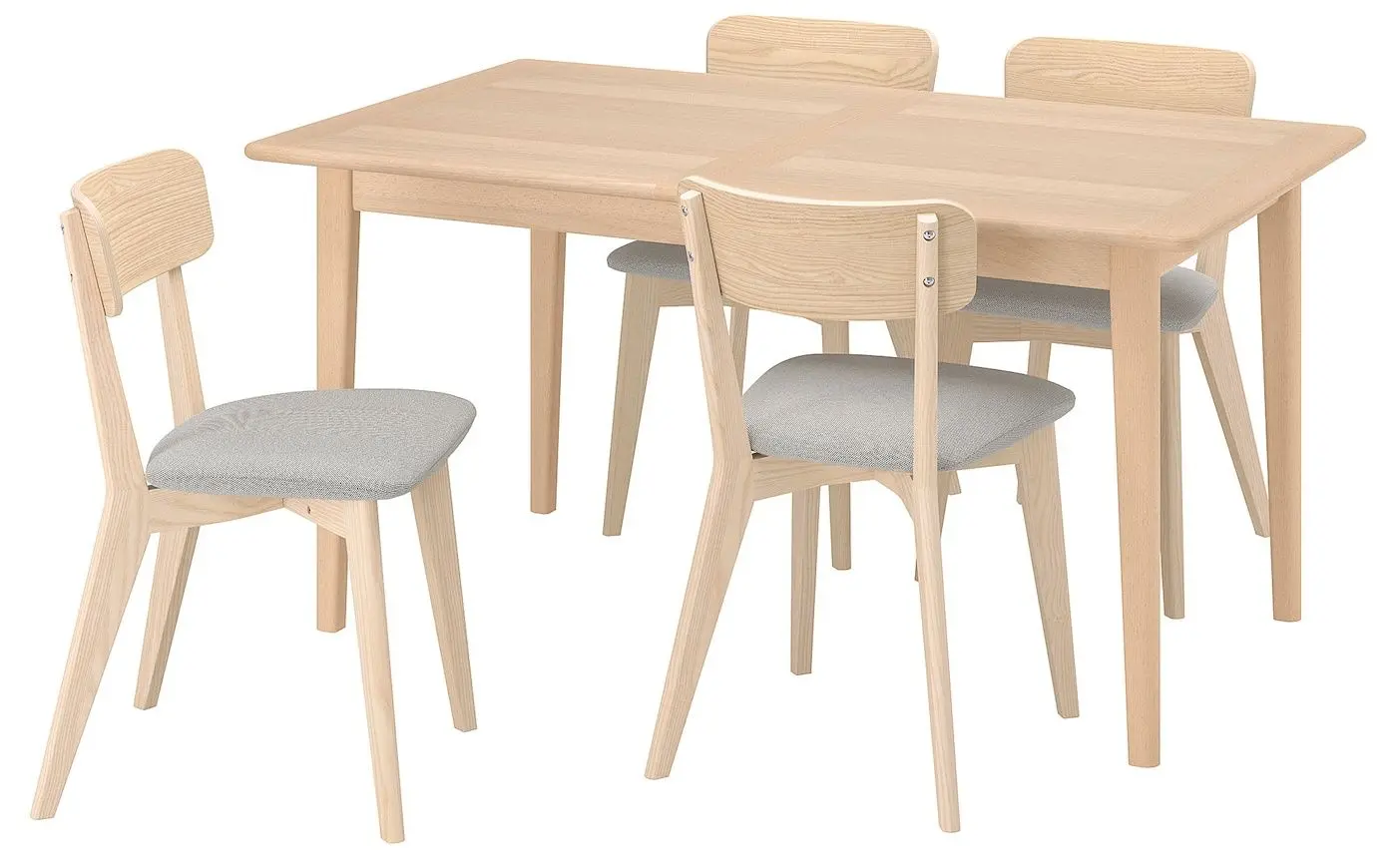 Set masa scaune Ikea Skansnas/Tallmyra/Lisabo 150/205cm 1+4 (Fag deschis/Frasin/Gri)