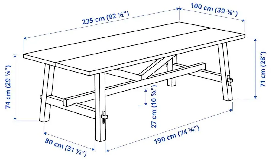 Обеденный набор Ikea Skogsta/Bergmund/Nolhaga 235x100см 1+6 (Акация/Черный/Серо-бежевый)