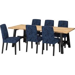 Обеденный набор Ikea Skogsta/Bergmund/Kvillsfors 235x100см 1+6 (Акация/Черный/Темно-синий) Thumb