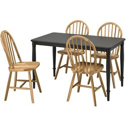 Set de sufragerie Ikea Skogsta/Danderyd 130cm 1+4 (Acacia/Negru) Thumb