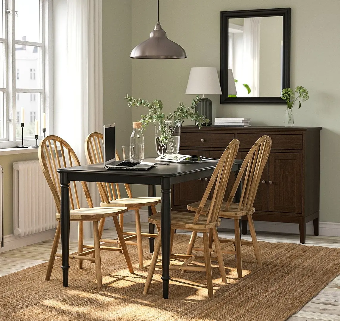 Set de sufragerie Ikea Skogsta/Danderyd 130cm 1+4 (Acacia/Negru)