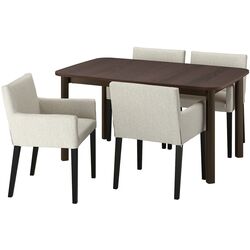Обеденный набор Ikea Standtorp/Marenas/Gunnared 150/205/260см 1+4 (Коричневый/Черный/Бежевый) Thumb
