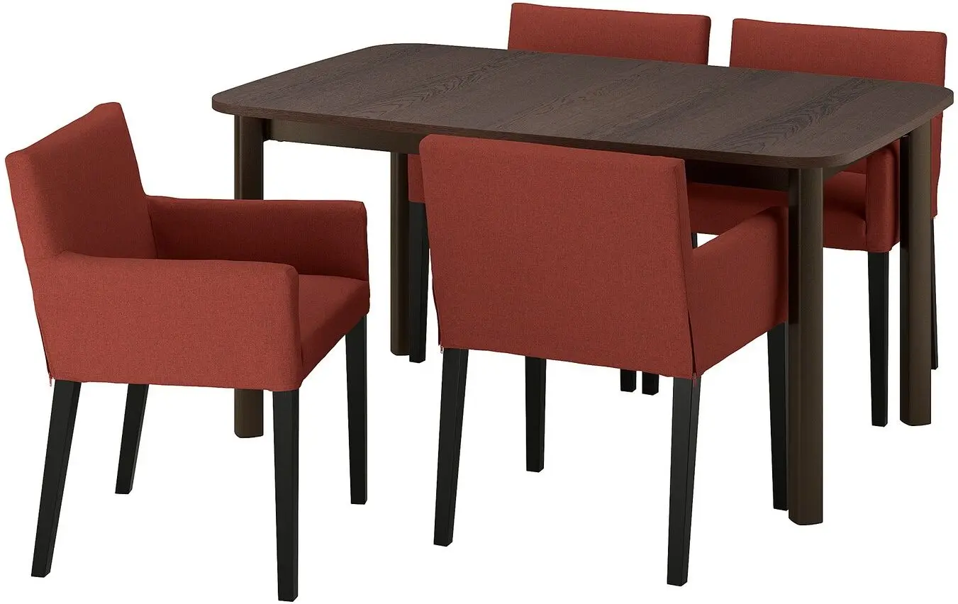 Обеденный набор Ikea Standtorp/Marenas/Gunnared 1+4 (Коричневый/Черный/Красно-коричневый)