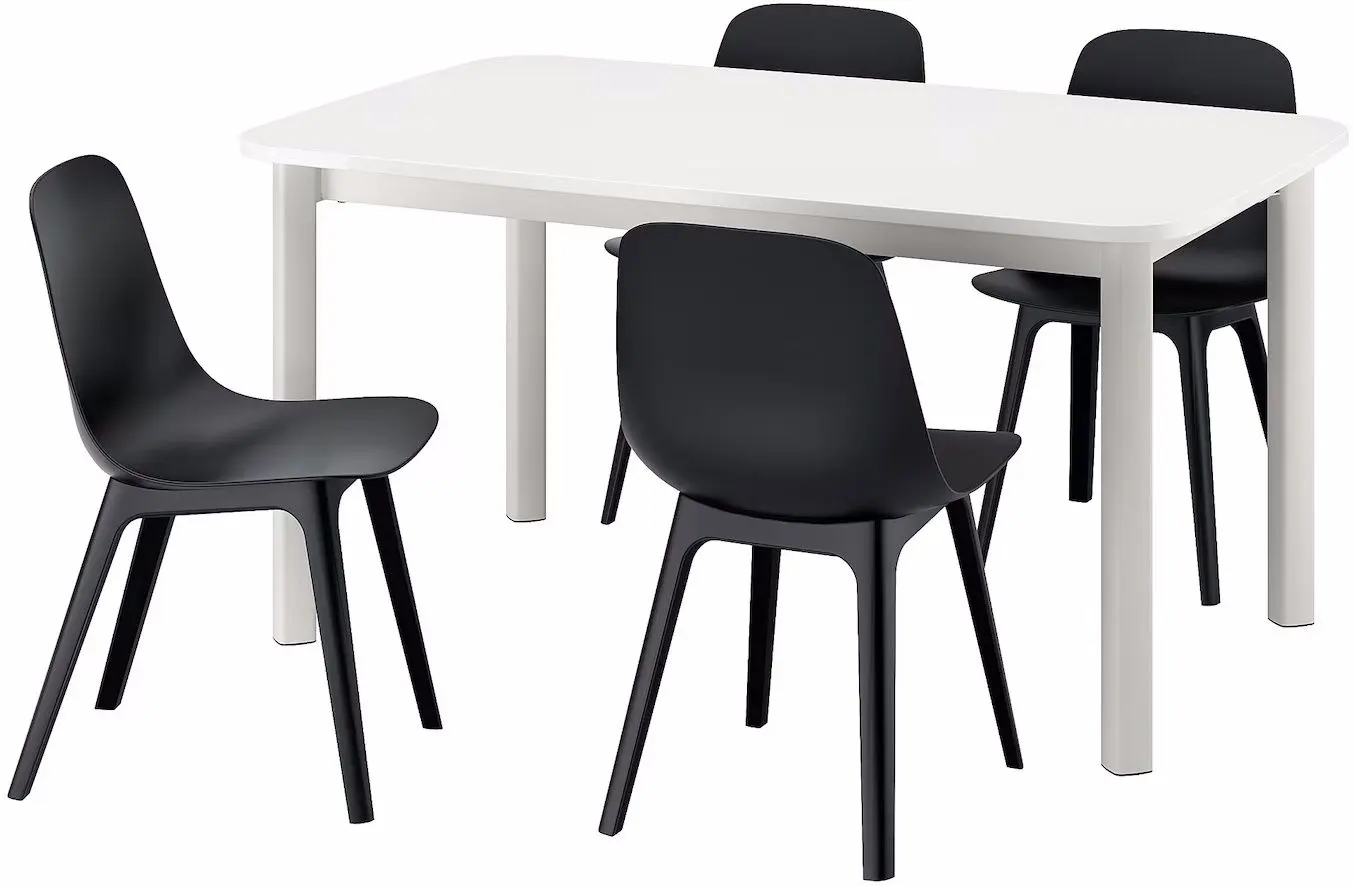 Обеденный набор Ikea Standtorp/Odger 150/205/260см 1+4 (Белый/Антрацит)
