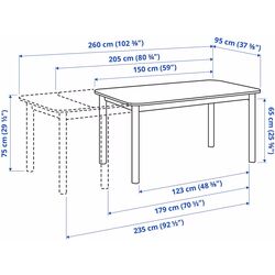 Обеденный набор Ikea Standtorp/Odger 150/205/260см 1+4 (Белый/Антрацит) Thumb