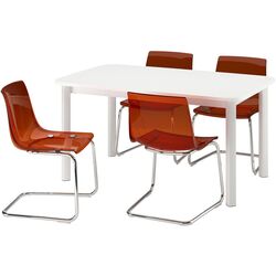 Обеденный набор Ikea Standtorp/Tobias 150/205/260см 1+4 (Белый/Красно-коричневый/Хром) Thumb