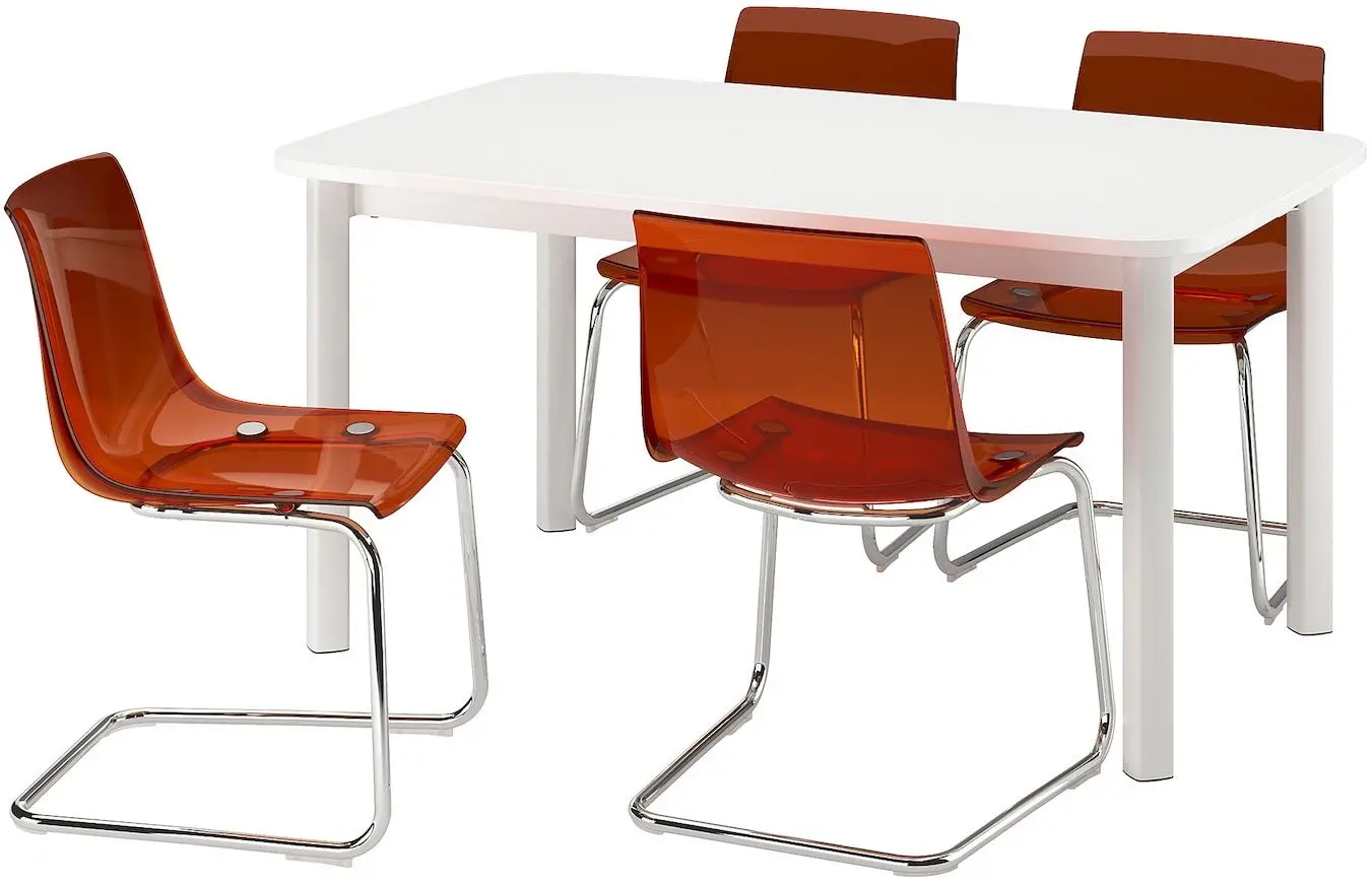 Обеденный набор Ikea Standtorp/Tobias 150/205/260см 1+4 (Белый/Красно-коричневый/Хром)