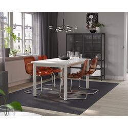 Set masa scaune Ikea Standtorp/Tobias 150/205/260cm 1+4 (Alb/Rosu-maro/Crom)